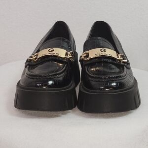 GBG Los Angeles Collie Platform Black Loafers Sz 5.5 Chunky Lug Heel Y2K,Preppy